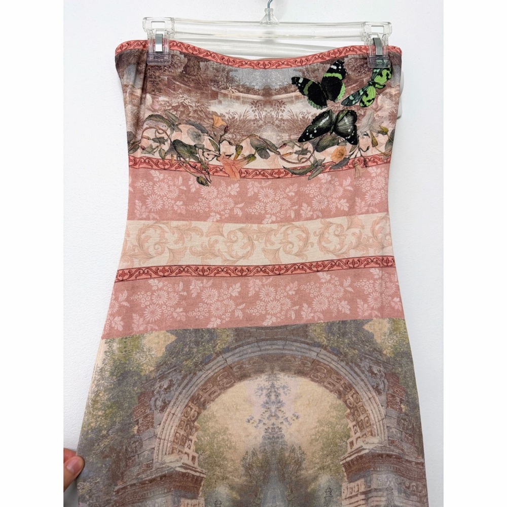 Alice + Olivia Versailles Delora Strapless Maxi Dress Pink Butterfly 2 - Picture 4 of 16
